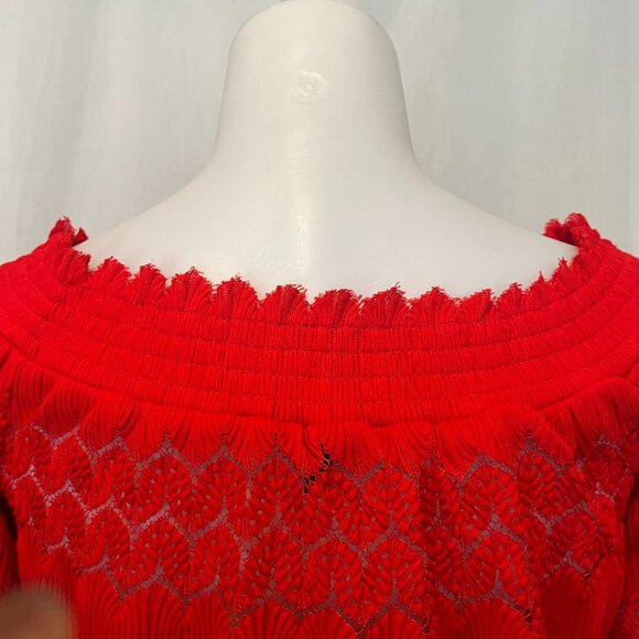 Dynamite 3/4 Sleeve Hot Red Top Off Shoulder Knit Top Size S - Picture 3 of 9